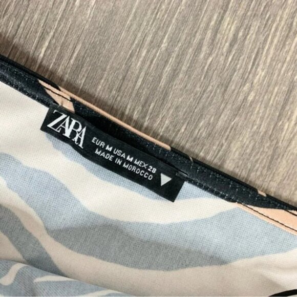 Zara Tiger Animal Print Cowl Neck Satin Slip Mini Dress Size Medium Brown Tan - Picture 13 of 16